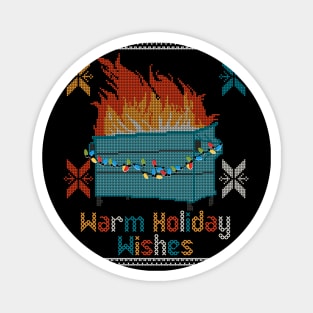 Ugly Christmas Sweater Design Dumpster Fire - Warm Holiday Wishes Magnet